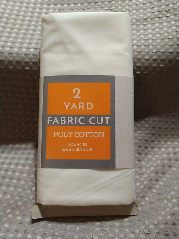 NEW Two (2) Yards Pre-Cut Solid Poly Cotton Fabric in White.
