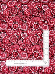 Swirl Heart Valentine Love Hearts Fabric 21″ Length 44″W Cotton by Traditions