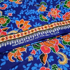 Emchit Fabric Thai Cotton Blue Floral Print Skirt Cotton Craft Quilt 62″ x 40″