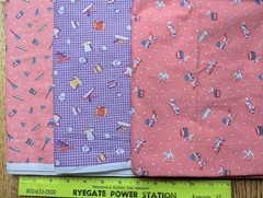Lot 3 pcs novelty conversation prints quilt fabric 1930’s Benartex One-A-Day