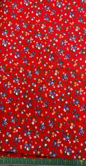 BLUE, WHITE & GOLD MINI FLOWERS ON RED COTTON (1982)– 1 2/3 YARD