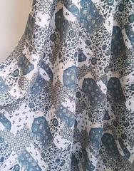Blue Plaid Patchwork Fabric 55” Wide By Yard Soft Rayon Viscose Material Sewing