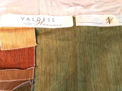 Vintage VALDESE WEAVERS Hopper Leaf 25 1/2″ Green Herringbone Woven Fabric