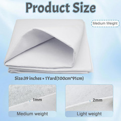 Iron on Fusible Fleece Interfacing for Sewing, White 39 Inches X 1 Yard Medium W
