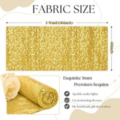 Gold Sequin Fabric 48 Inch Width by the Yard 1 Yard Sparkly Glitter Material