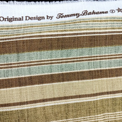 Tommy Bahama Woven Cotton Fabric “Vera Cruz” Brown/Aqua Stripe Home Decor 54×40″