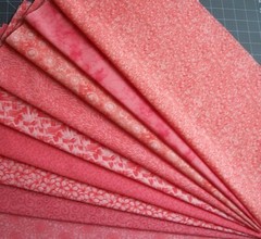 9 Fat Quarters Bundle Tonal Coral tone on tone Fabric Precut