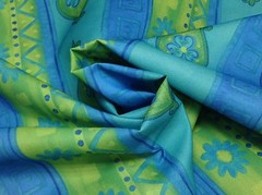 PREMIER PRINTS WHIMSICAL FLOWER STRIPE TURQUOISE GREEN FABRIC BY THE YARD 54″W