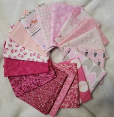 New Lot of 16 Pink Fat Quarters, 100% cotton, No Duplicates, Pink Pack