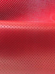 Perforated Vinyl Faux Leather upholstery Red commercial grade upholstery FOLDED