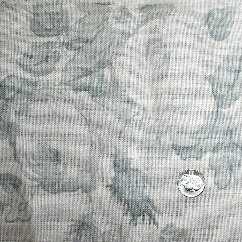 Mark Alexander YORK — GRISAILLE Blue-Grey 100% Linen Print Fabric LARGE REMNANT