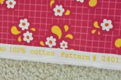 By 1/2 Yd, Yellow & White Floral on Hot-Pink, Moda, Prairie Grass, Japan, B1687