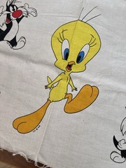 Looney Tunes Vintage Cotton Fabric 45.5in x 32in- Cold Water Rinsed