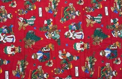 Cranston Print Works Co BEARY MERRY Christmas Fabric 3.25 Yards Vintage RARE