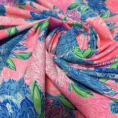 Lilly Pulitzer Cotton Poplin Fabric Multi Beach House Blooms 36″ X 57″