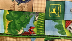 VTG John Deere TRACTORS Barns Farms & Equipment Logo &Tan Plaid Patches BTFQ