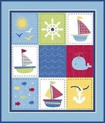 Ships Ahoy Fabric Collection by Springs Creative Fishy Sailboats Stripes bty