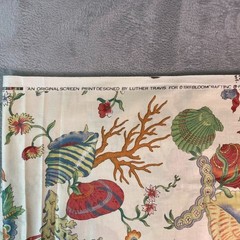 Vintage 1981 Bloomcraft Luther Travis Fabric 4.5 Yards Seashell Floral Coastal
