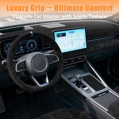 Black Suede Fabric Wrap for Car Interior, 17In X 70In Self Adhesive Microfiber