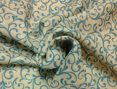 PREMIER PRINTS WESSEX TEAL GOLD FLORAL VINE SCROLL FURNITURE FABRIC BY THE YARD
