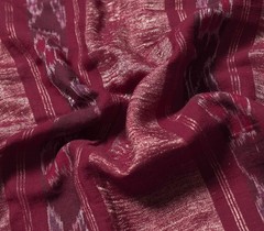 Sushila Vintage Pure Cotton Scrap Saree Hand Woven Ikat Sari 5 YD Remnant Fabric