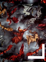 Dragons Lair Fabric 28″ Length 44″W Dragon Battle Grey Cotton Timeless Treasures