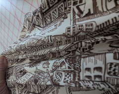 1 1/4 yds. FABRIC – TWO WAY POLY STRETCH Soft Fabric Medieval Village BROWN/TAN