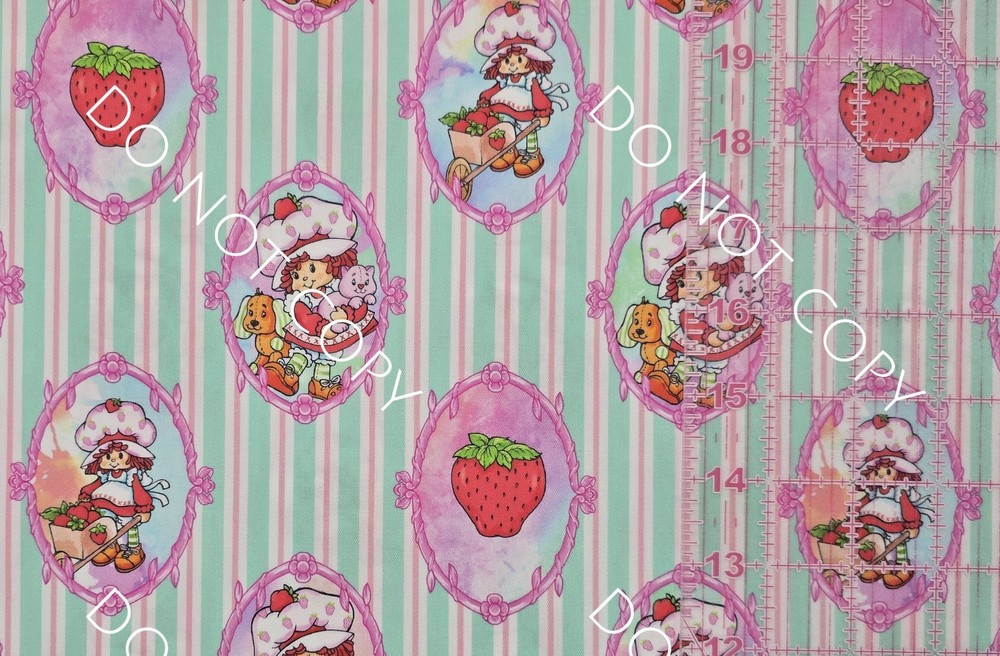 Custom 100% Cotton Woven Fabric Berry Girl Green Stripes By The 1/4 Yard 9×56
