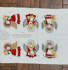 Vintage Cranston Cut & Sew Fabric Panel CHRISTMAS Angels Ornaments Xmas Sewing
