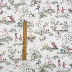 COVINGTON OVER THE MOON WHITE NURSERY RHYMES TOILE MULTIUSE FABRIC BY YARD 54″W