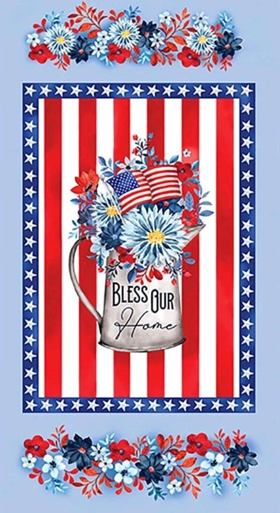 Benartex – Patriotic Faith, Family, Freedom Bless Our Home Quilting Fabric Panel