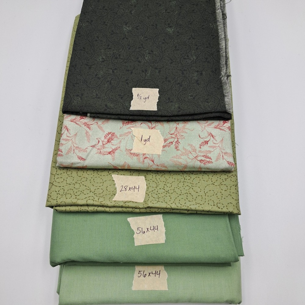 5.4 Yards of Quilt Cotton Fabric Remnants Northcott Moda Green Blenders
