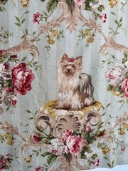 Lee Jofa Putting On The Dog Fabric 55”w x 35″ H Linen Spaniel Yorkie Dogs (5p)