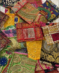 Vintage Embroidered Fabric Scraps Boho Cotton Scraps Junk Journal Charm packs