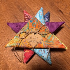 Fat Quarter Bundle Of (6) Coordinating Batik Fabrics Folded Into a Star