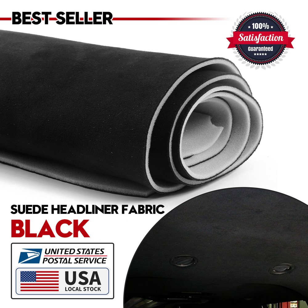 Black Suede Headliner Fabric Material 60″x60″ Car Interior Liner Upholstery US