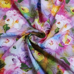 By Yard Digital Print Viscose Fabric Dress Material Rose Floral Poplin