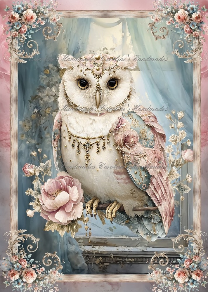 Secret Garden Owl Pastel Designer Cotton Fabric Quilt Block Multi-size