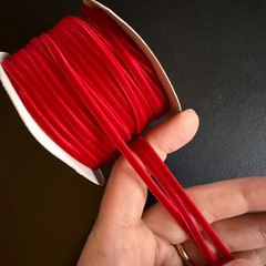 May Arts Soft Nylon Velvet String Cord Ribbon 1/8″ by 5 Yards Red Black Brown