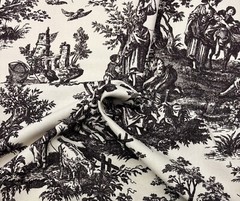 WAVERLY COUNTRY LIFE NOIR BLACK FRENCH TOILE MULTIPURPOSE FABRIC BY YARD 54″W