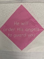 2 Quilt Squares- 8″ embroidered He will Order His Angels to Guard You