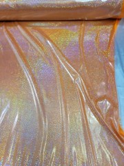 Fabric Sold By The Yard Neon Orange Sparkly Stretch Iridescent Light Weight Dres