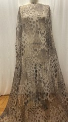 100% Silk Chiffon Abstract Leopard Print Brown Taupe Fabric By The Yard 56″ Wide