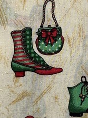 Fabric Tradition 2005 VTG Victorian SHOES & HANDBAG XMas Glitter Sparkles Fabric