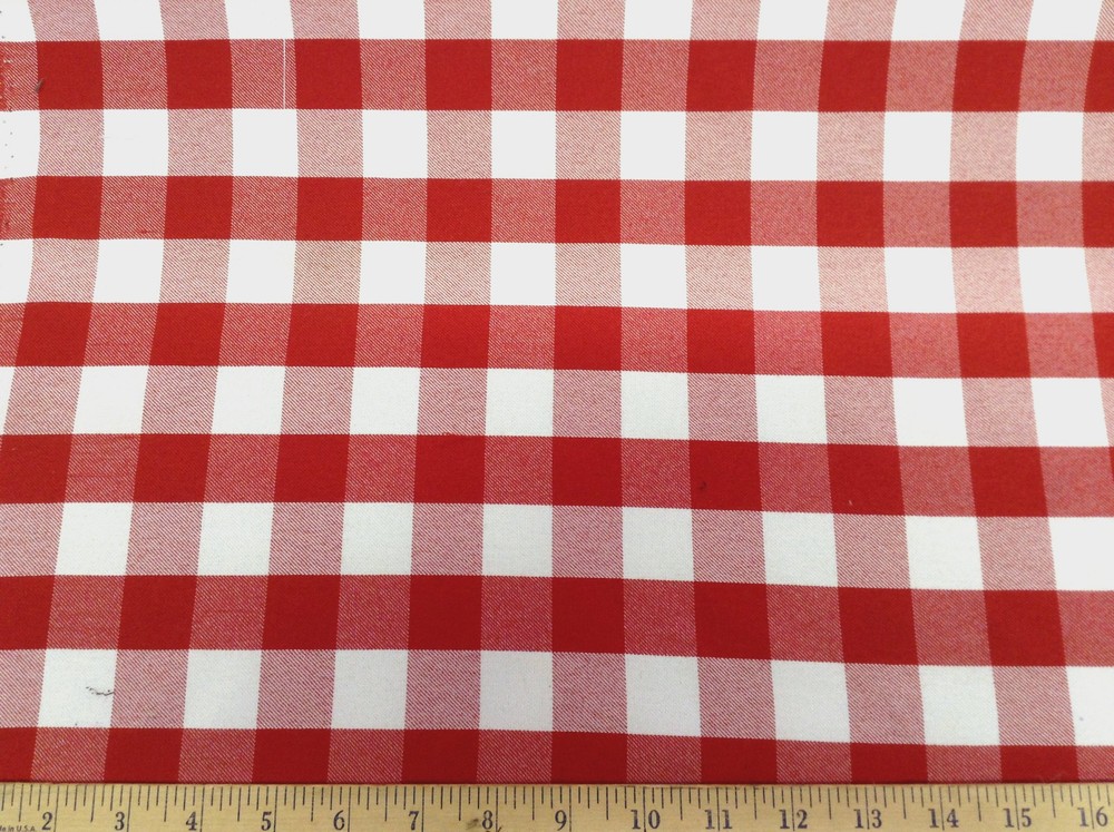 Discount Fabric Upholstery Drapery Twill Red and White Check DR19