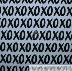 BonEful Fabric FQ Cotton Quilt White Black B&W XOXO Love Stripe Sexy Glam Girl*s