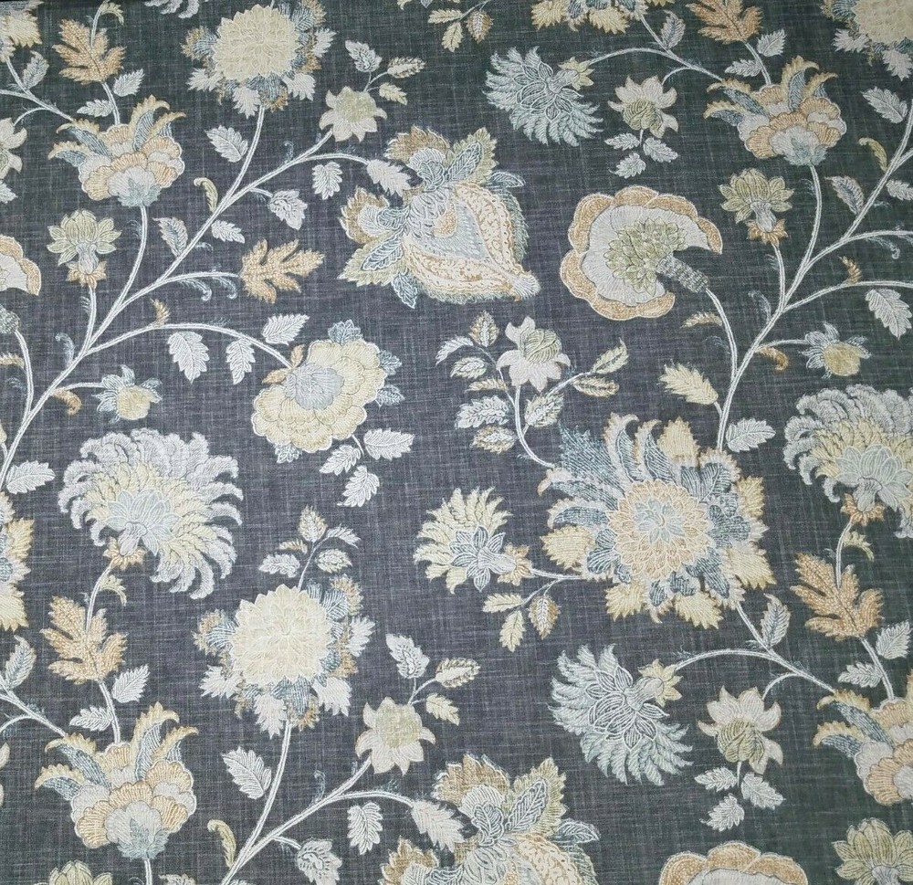 Bronte in Graphite BTY Richloom 100% Cotton Slub Duck 54″ Wide Black Yellow
