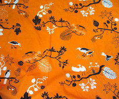 IKEA Fabric Designed by Sissi Edholm & Lisa Ullenius Orange Birds 1.5 Yards