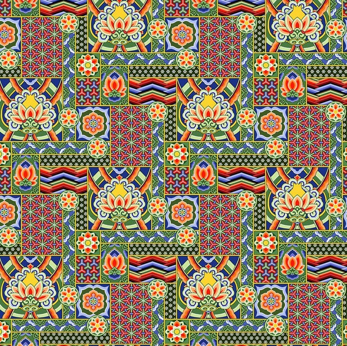 Korean Traditional Dancheong Patterned Fabric made in Korea BTHY