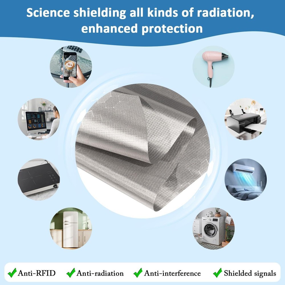 Faraday Fabric 43” x 98” Emf Protection Fabric, Military Grade RFID Shielding